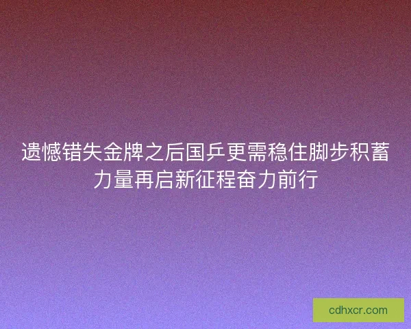遗憾错失金牌之后国乒更需稳住脚步积蓄力量再启新征程奋力前行
