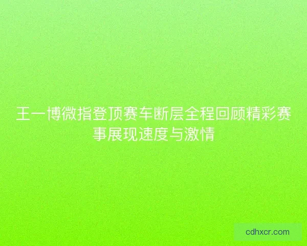 王一博微指登顶赛车断层全程回顾精彩赛事展现速度与激情